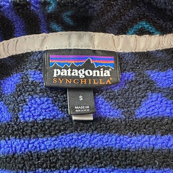 Patagonia Men’s Synchilla Snap T Fleece Pullover Jacket Tribal Aztec Blue/Green - Picture 8 of 8